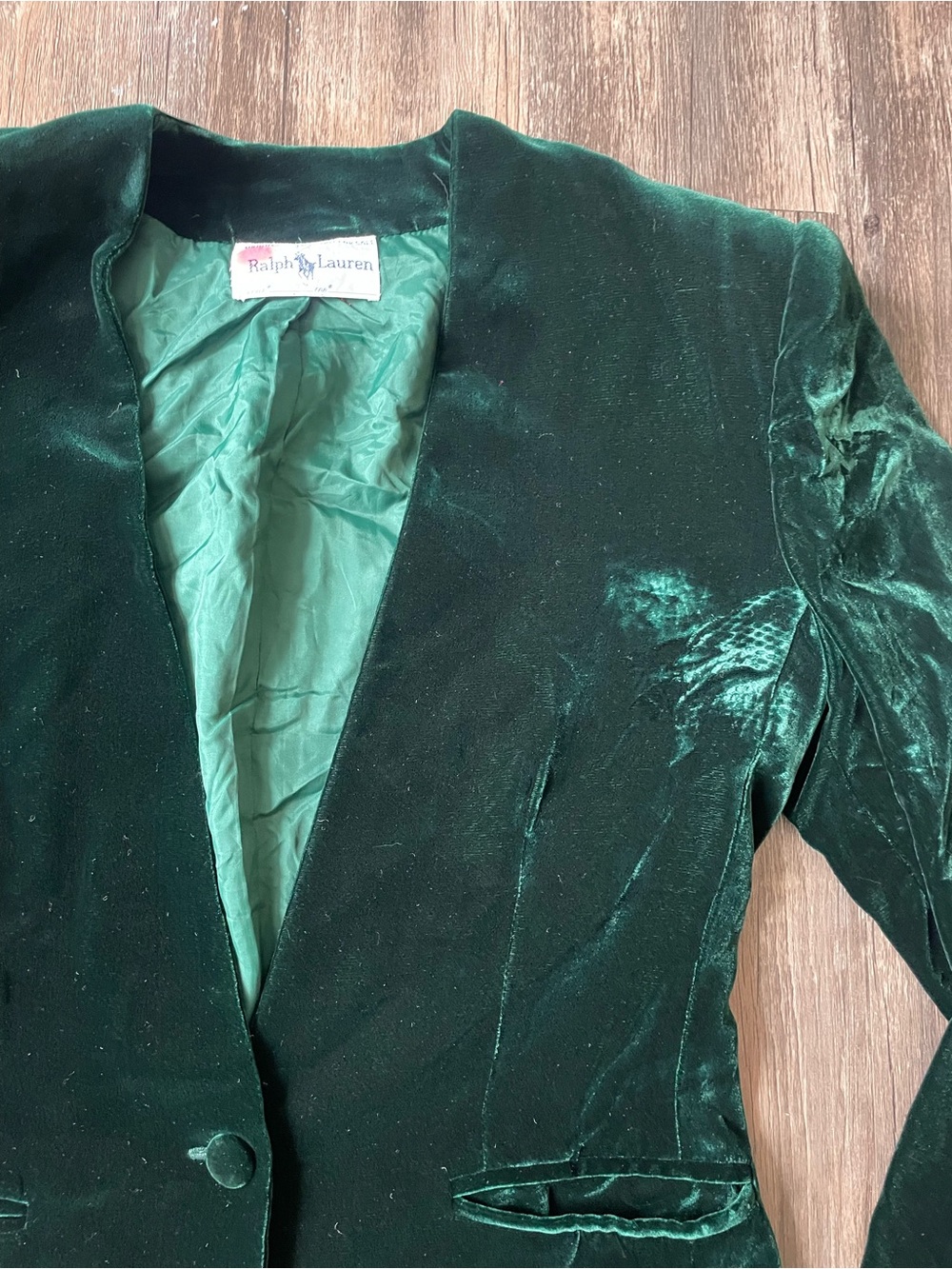 Vintage Ralph Lauren Green Velvet Blazer + Maxi Skirt Set - Picture 2 of 8